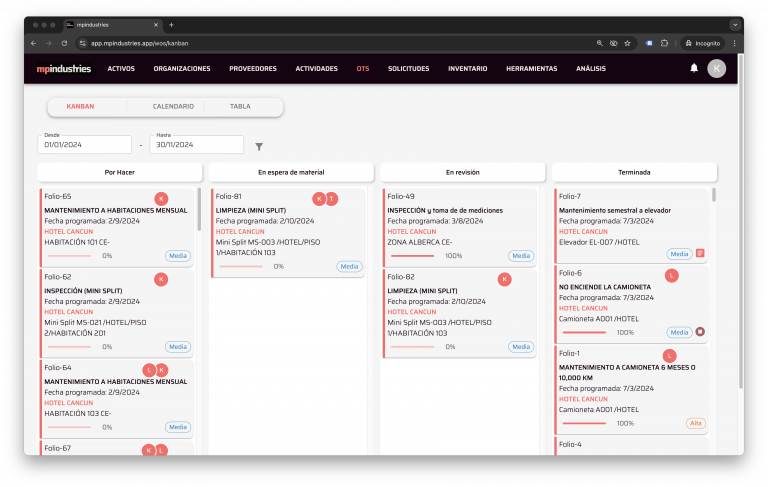 Mp Software CMMS | MPindustries | Gestión mantenimiento empresarial